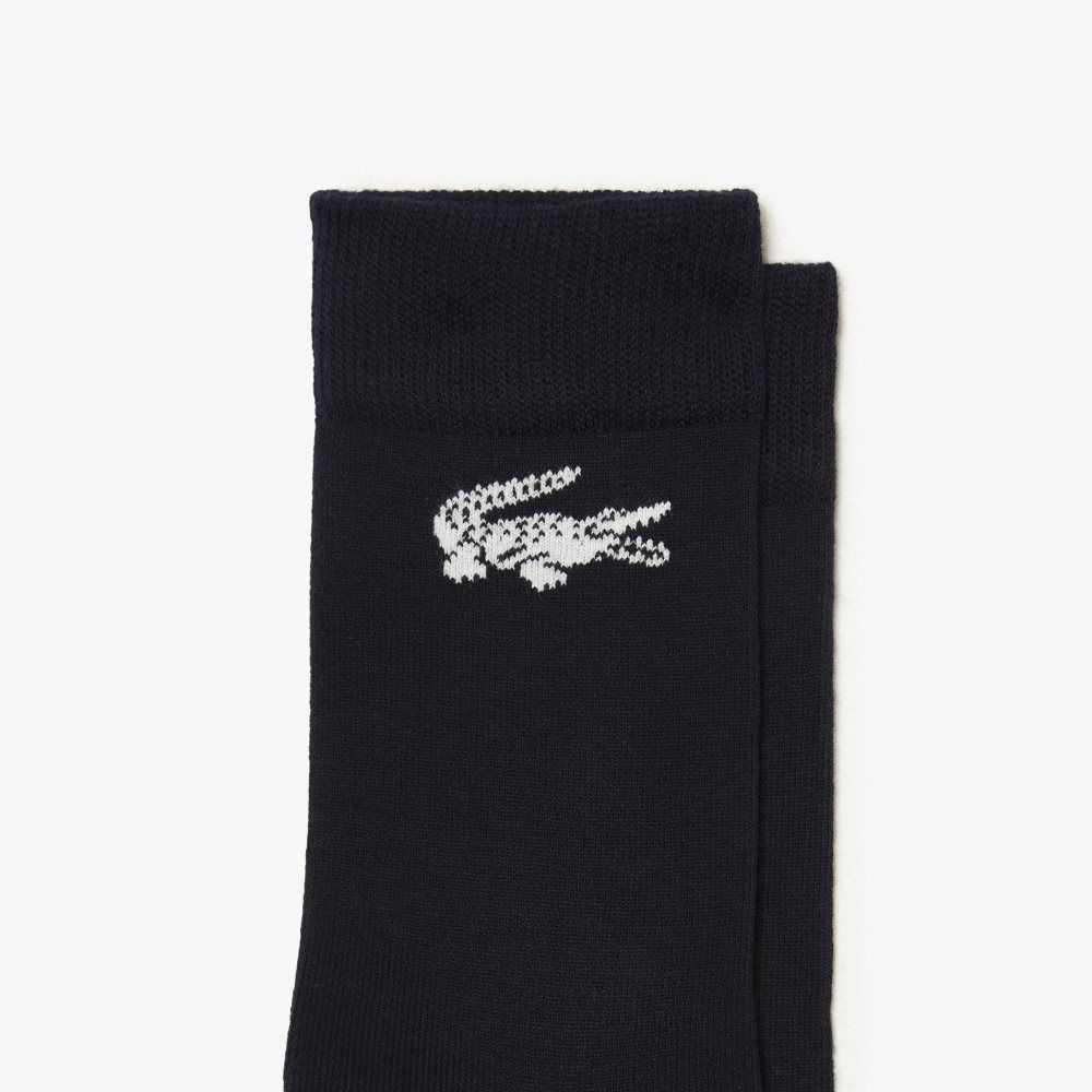 Lacoste Two-Pack French Made Organic Cotton Socks White / Navy Blue | KVW-075139