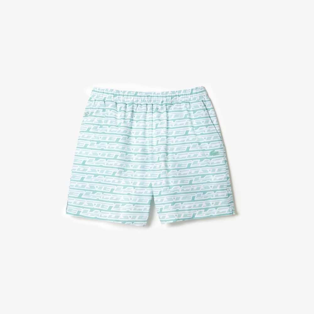 Lacoste Two-Tone Print Swim Trunks Green / Light Green | XPQ-341576