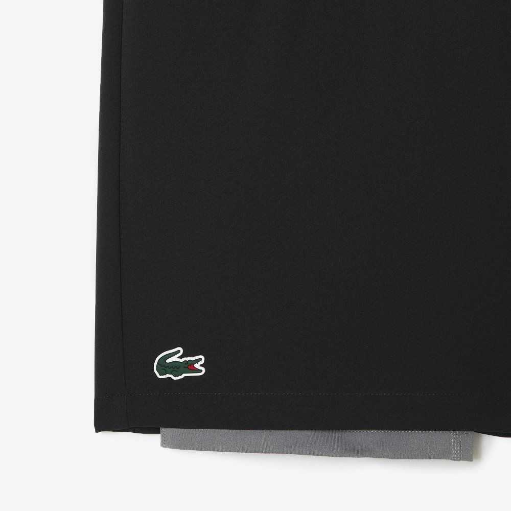 Lacoste Two-Tone SPORT Shorts with Built-in Undershorts Black / Grey Chine | TUJ-167280