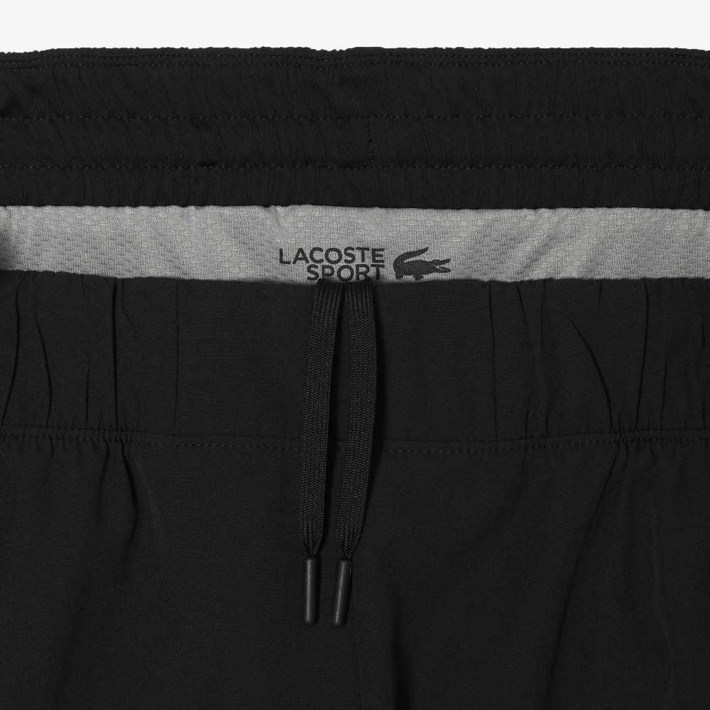 Lacoste Two-Tone SPORT Shorts with Built-in Undershorts Black / Grey Chine | TUJ-167280