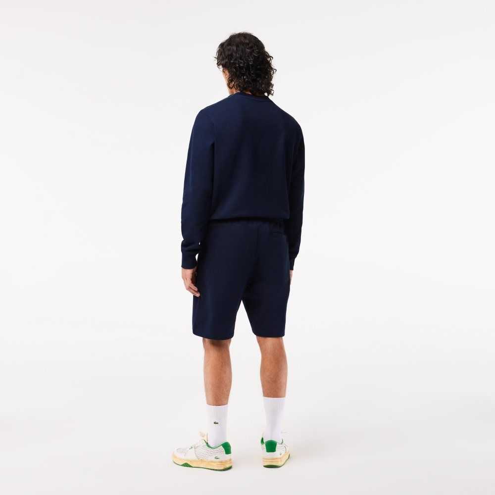 Lacoste Unbrushed Cotton Fleece Shorts Navy Blue | ZDN-930581