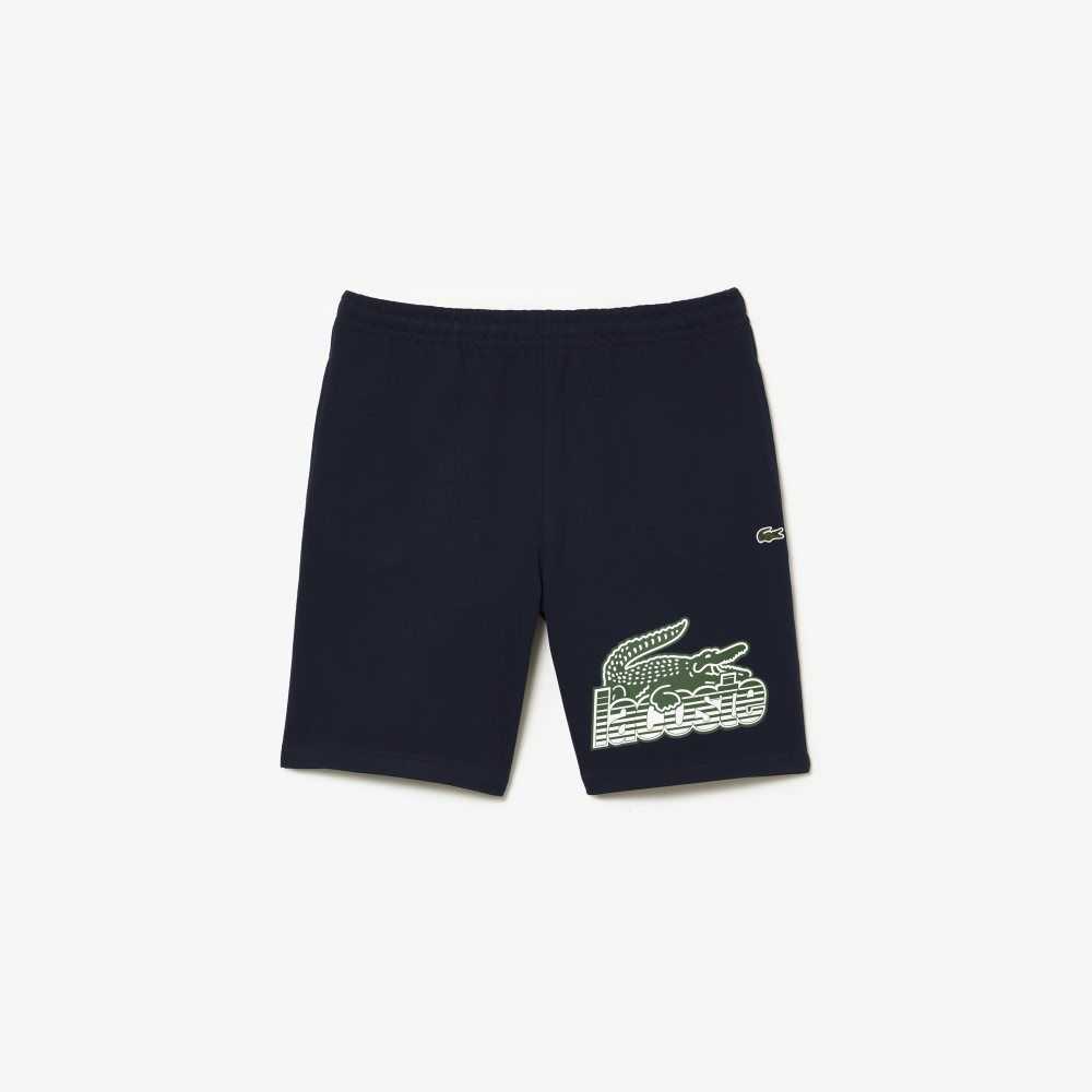 Lacoste Unbrushed Cotton Fleece Shorts Navy Blue | ZDN-930581