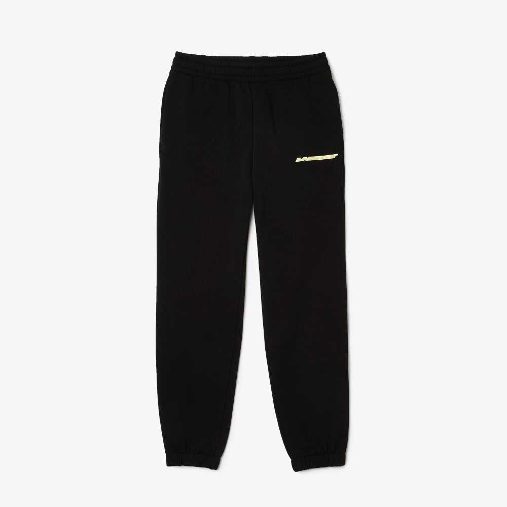 Lacoste Unbrushed Flannel Joggers Black | HXE-821035