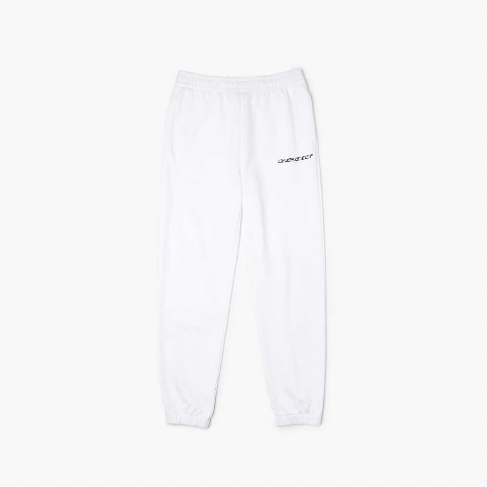 Lacoste Unbrushed Flannel Joggers White | UDY-869125