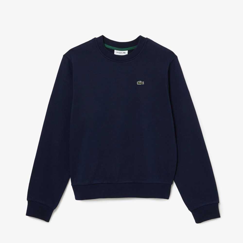 Lacoste Unbrushed Fleece Sweatshirt Navy Blue | XZI-673098