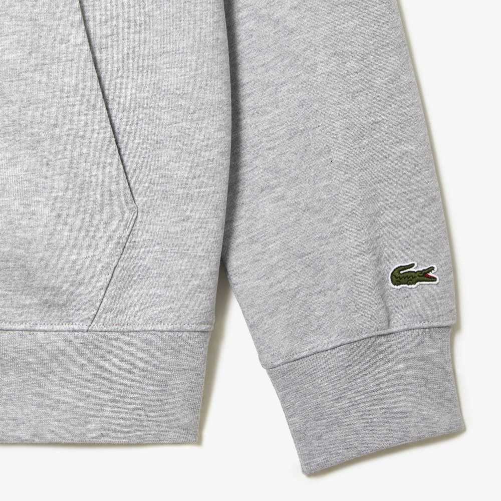 Lacoste Unbrushed Fleece Zipped Hoodie Grey Chine | RDI-724819