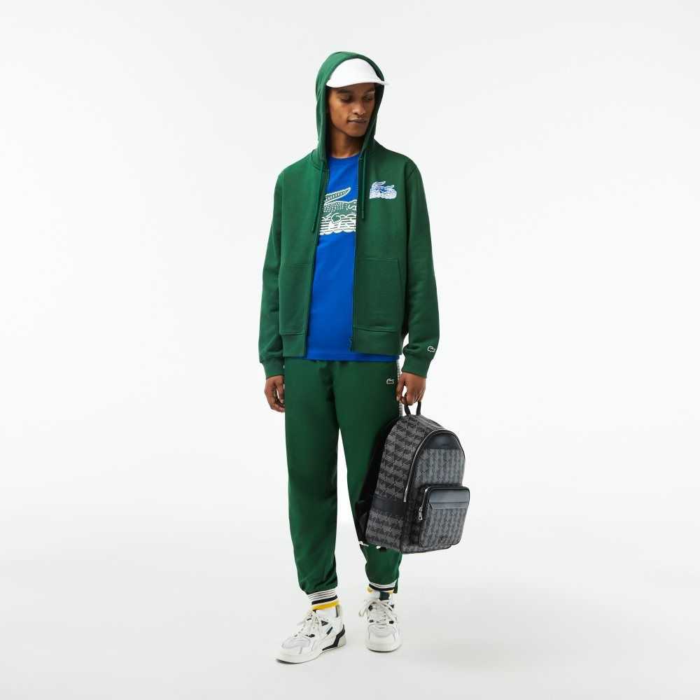 Lacoste Unbrushed Fleece Zipped Hoodie Green | WOQ-483917