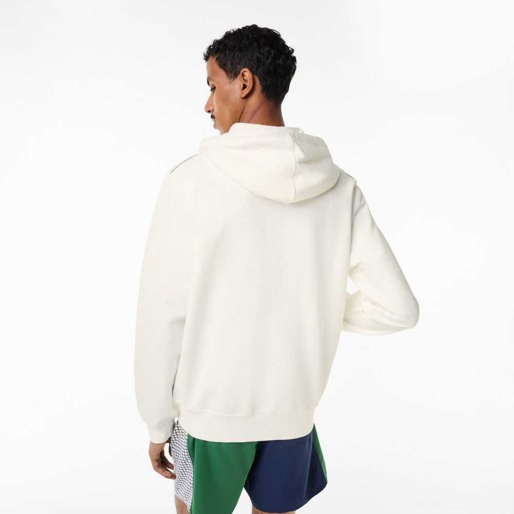 Lacoste Unbrushed Fleece Zipped Hoodie White | GHF-013768