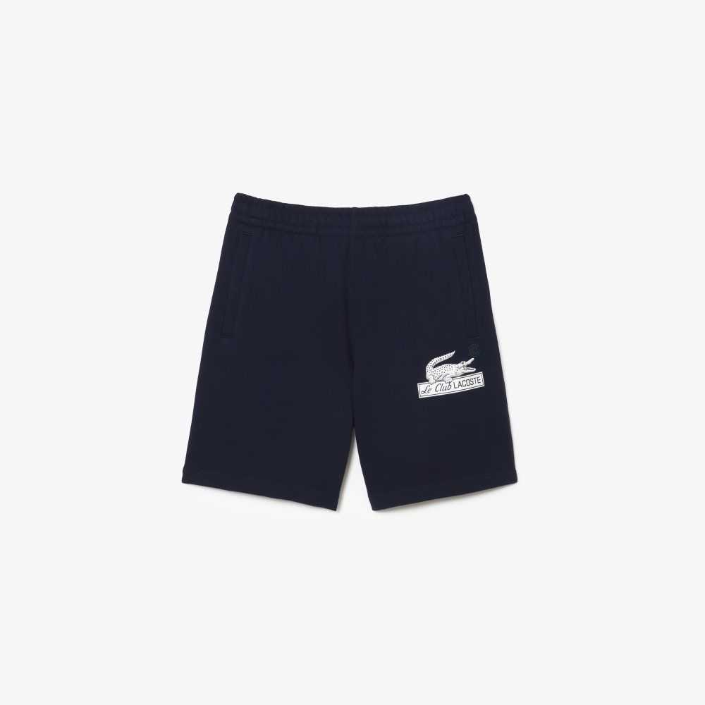 Lacoste Unbrushed Organic Cotton Fleece Shorts Navy Blue | TLV-701436