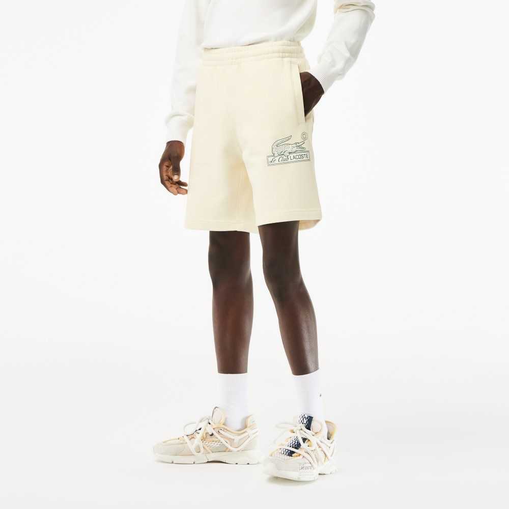 Lacoste Unbrushed Organic Cotton Fleece Shorts White | VBE-697238