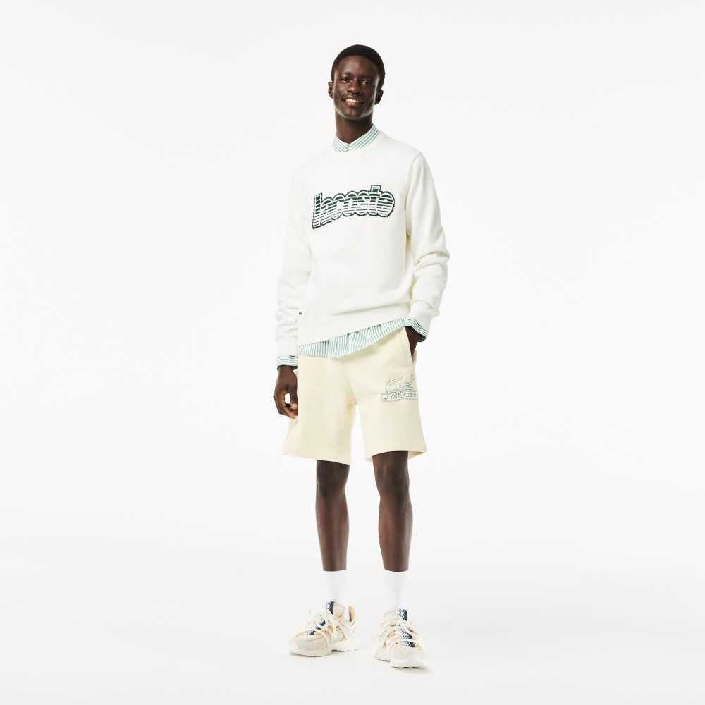 Lacoste Unbrushed Organic Cotton Fleece Shorts White | VBE-697238