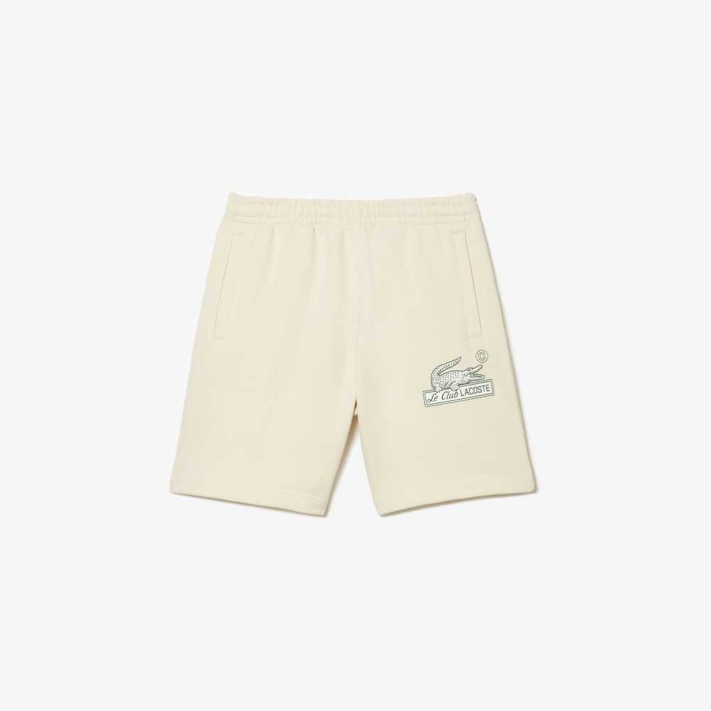 Lacoste Unbrushed Organic Cotton Fleece Shorts White | VBE-697238