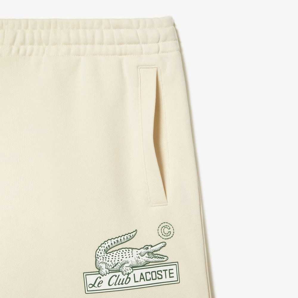 Lacoste Unbrushed Organic Cotton Fleece Shorts White | VBE-697238