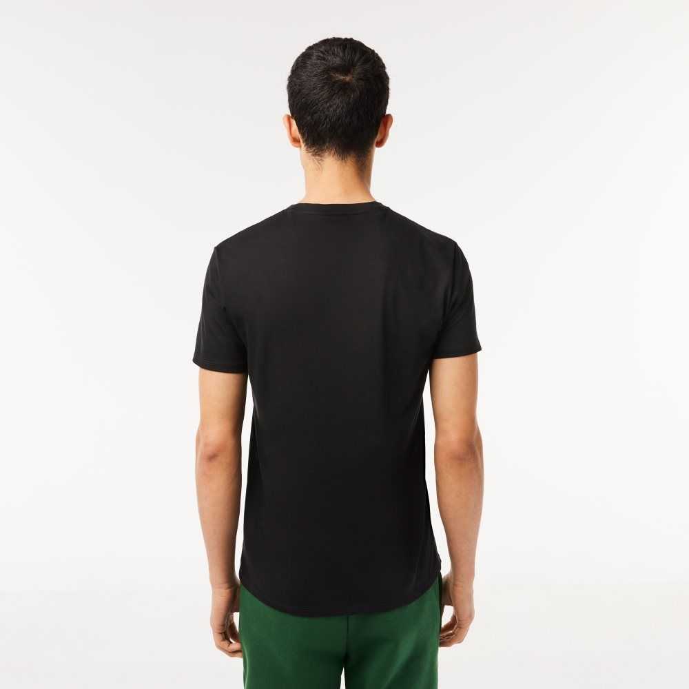 Lacoste V-Neck Pima Cotton Jersey T-Shirt Black | HZU-279586