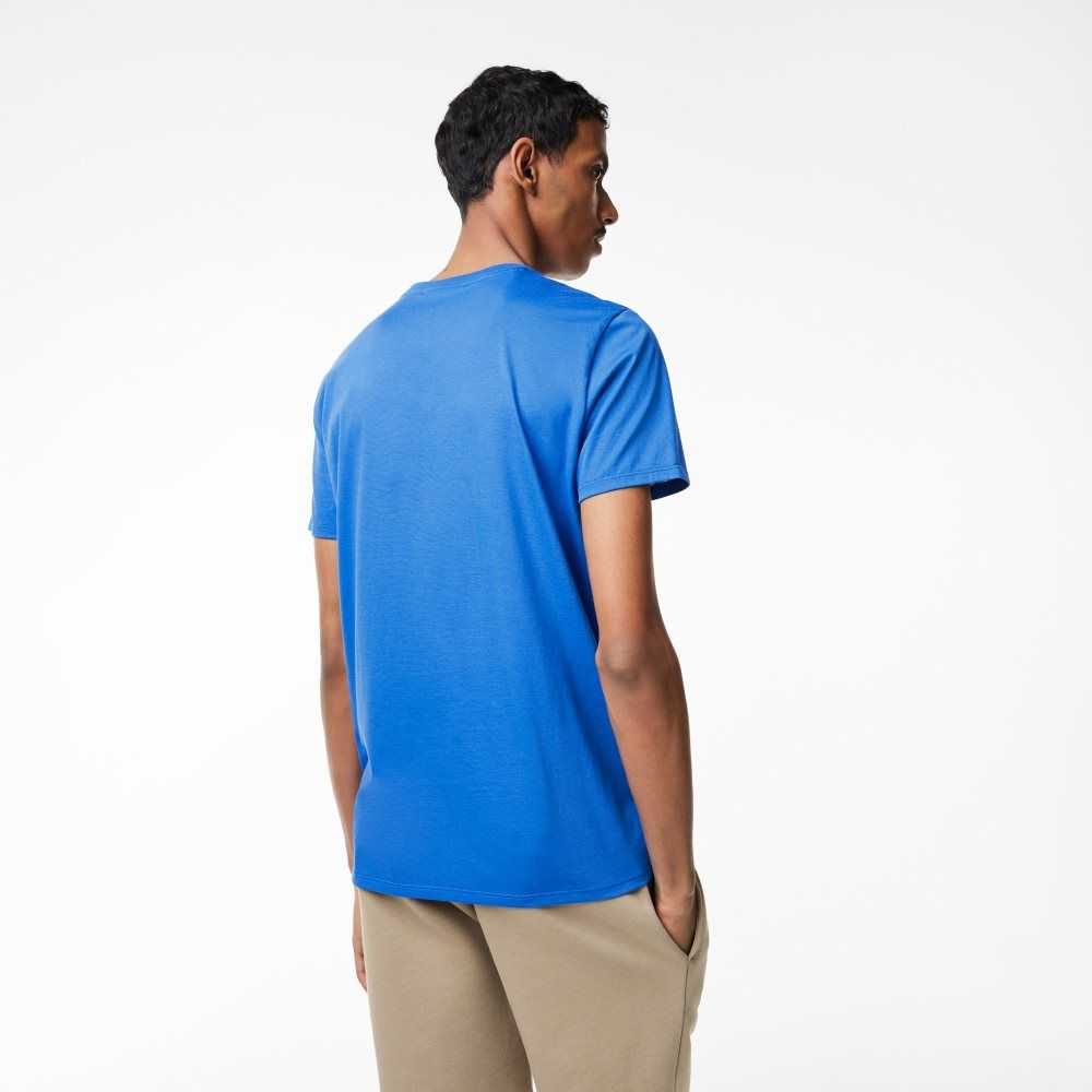 Lacoste V-Neck Pima Cotton Jersey T-Shirt Blue | ONH-418520