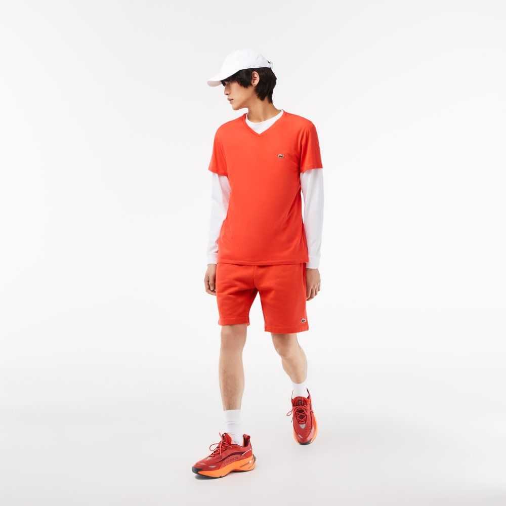 Lacoste V-Neck Pima Cotton Jersey T-Shirt Orange | ORI-719480