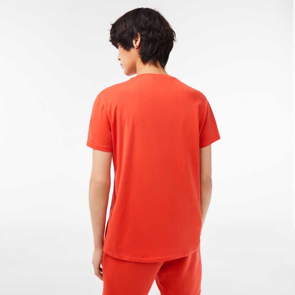 Lacoste V-Neck Pima Cotton Jersey T-Shirt Orange | ORI-719480