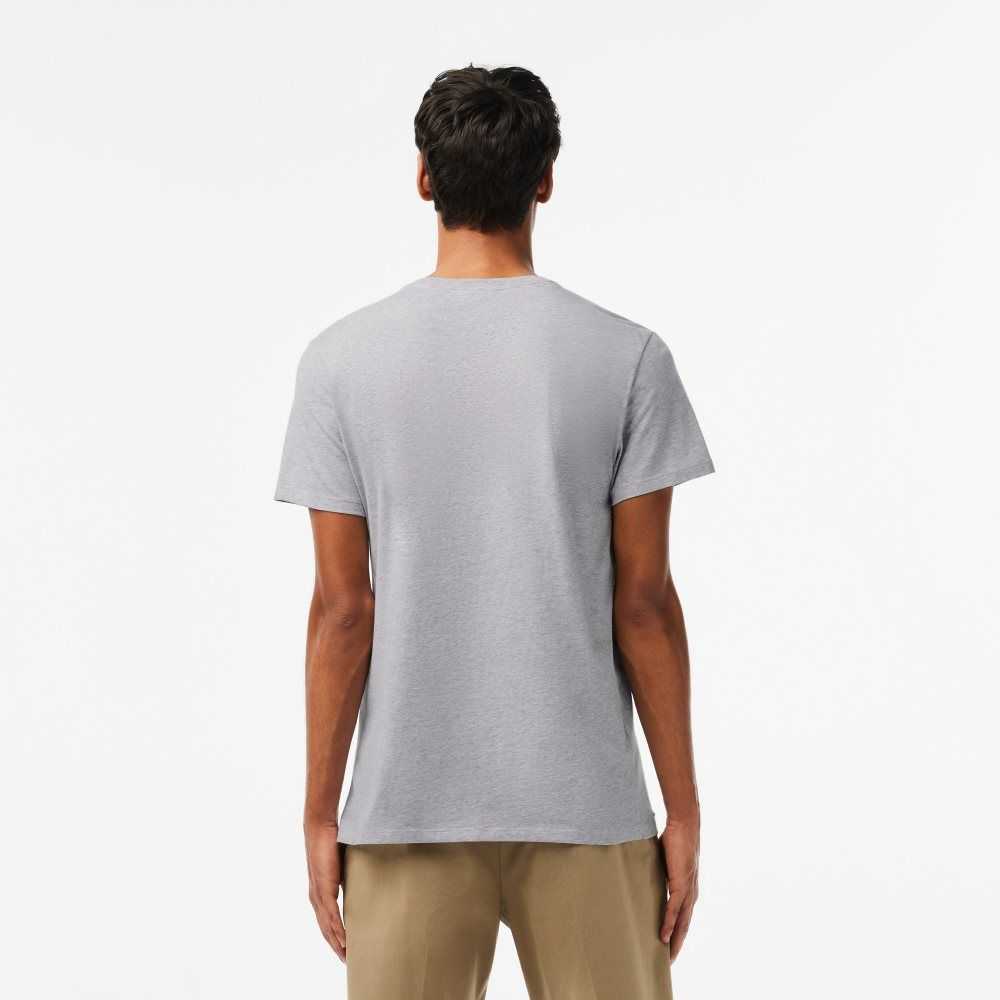 Lacoste V-Neck Pima Cotton Jersey T-Shirt Grey Chine | ZDQ-924086