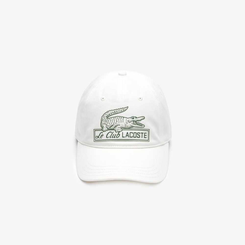 Lacoste Vintage Croc Print Cap White | KBY-793164