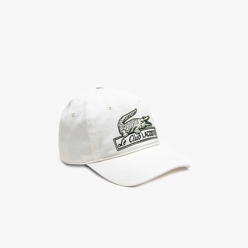 Lacoste Vintage Croc Print Cap White | KBY-793164