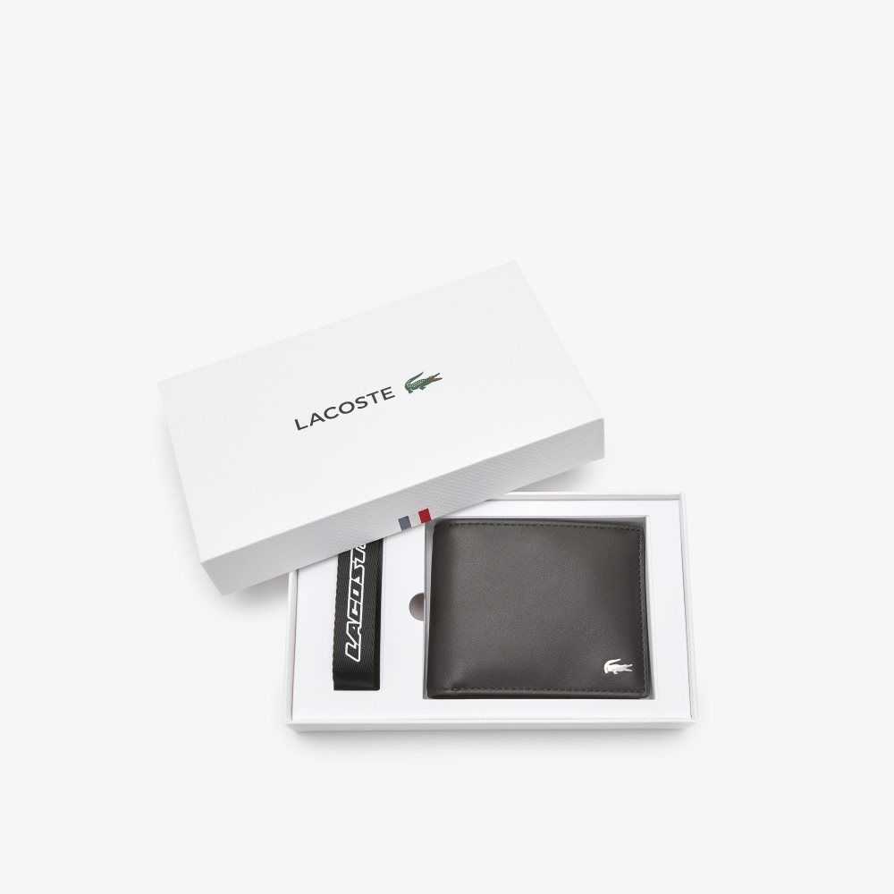 Lacoste Wallet And Matching Key Ring Gift Set Dark Brown | XWN-382546