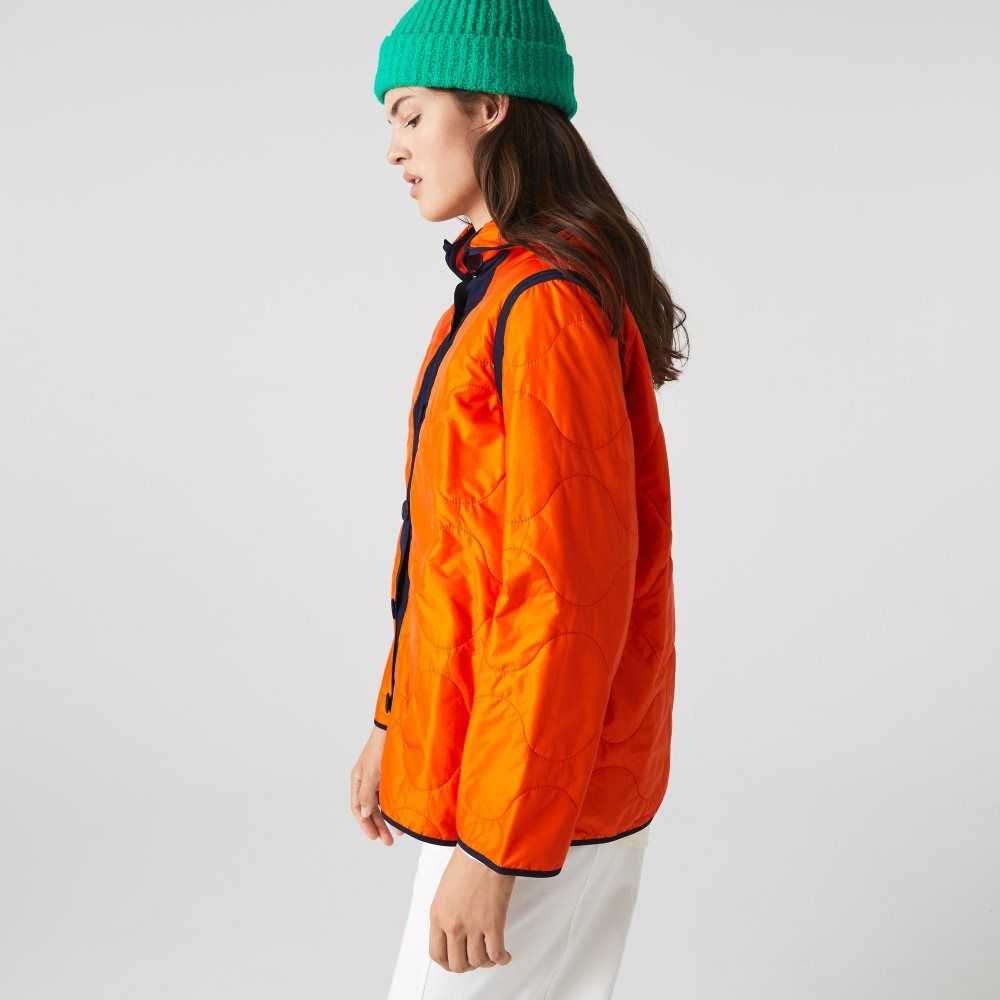 Lacoste Water-Repellent 3-In-1 Parka Navy Blue / Orange | HIF-109652