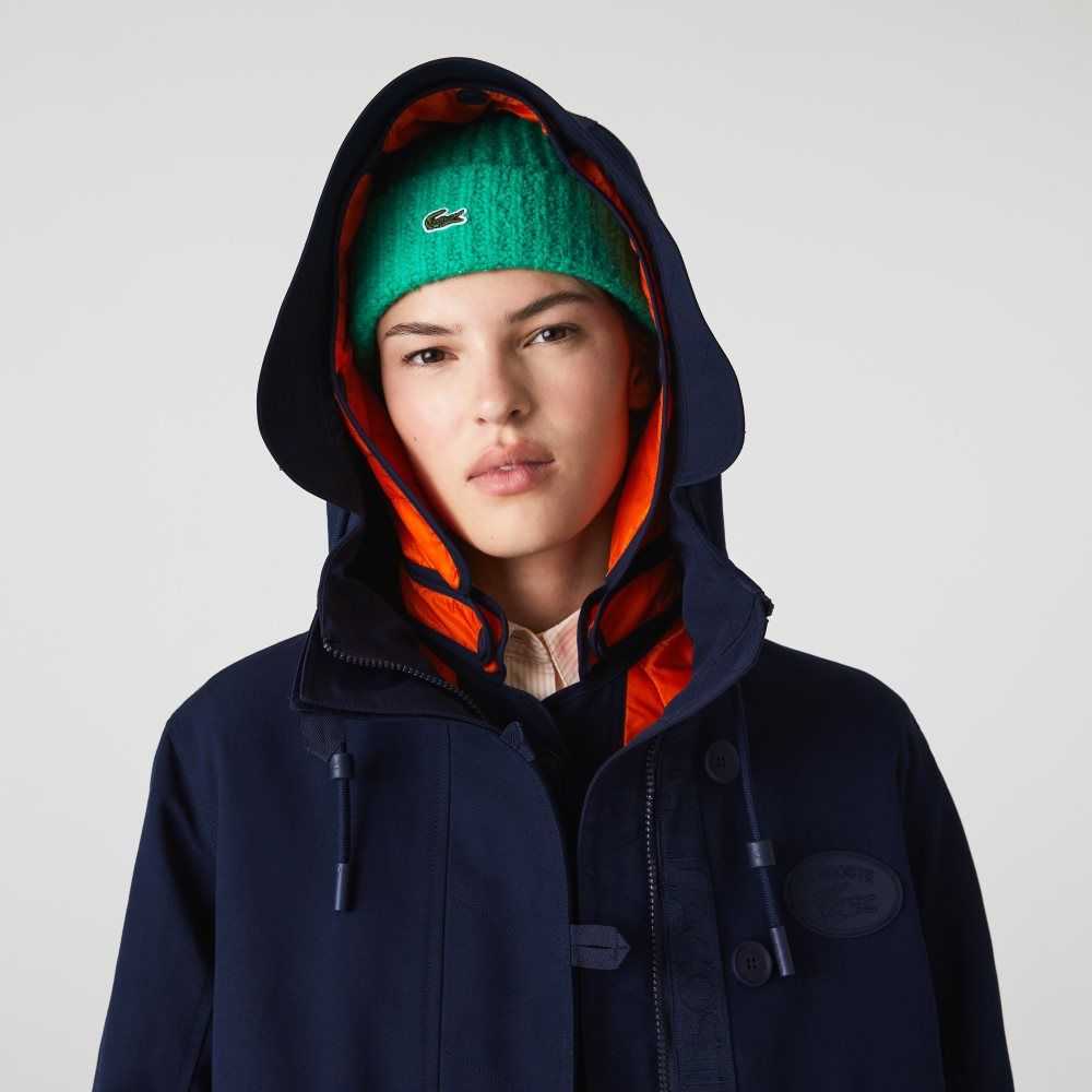 Lacoste Water-Repellent 3-In-1 Parka Navy Blue / Orange | HIF-109652