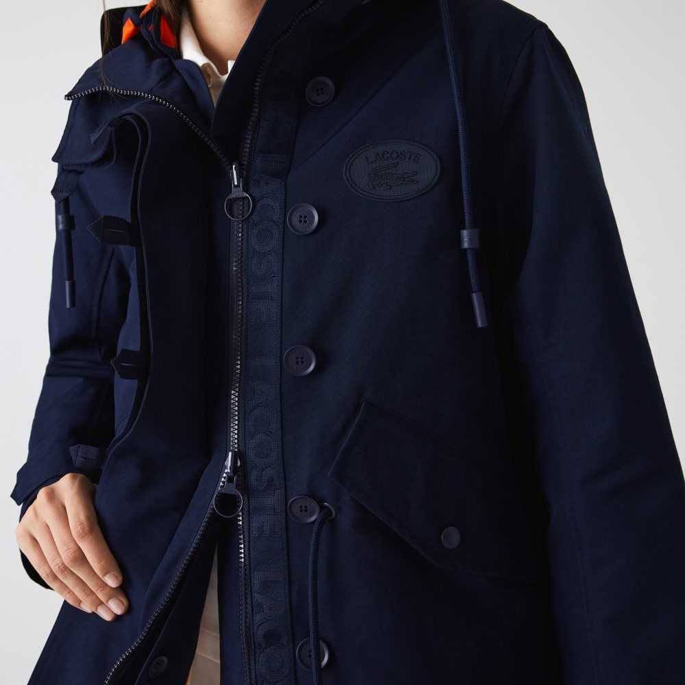 Lacoste Water-Repellent 3-In-1 Parka Navy Blue / Orange | HIF-109652