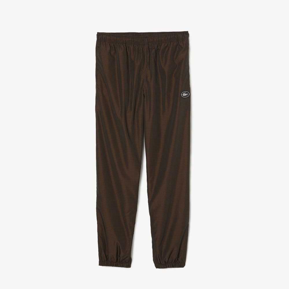 Lacoste Water-Repellent Check Twill Trackpants Black / Brown / Navy Blue / Khaki Green | CMU-170486