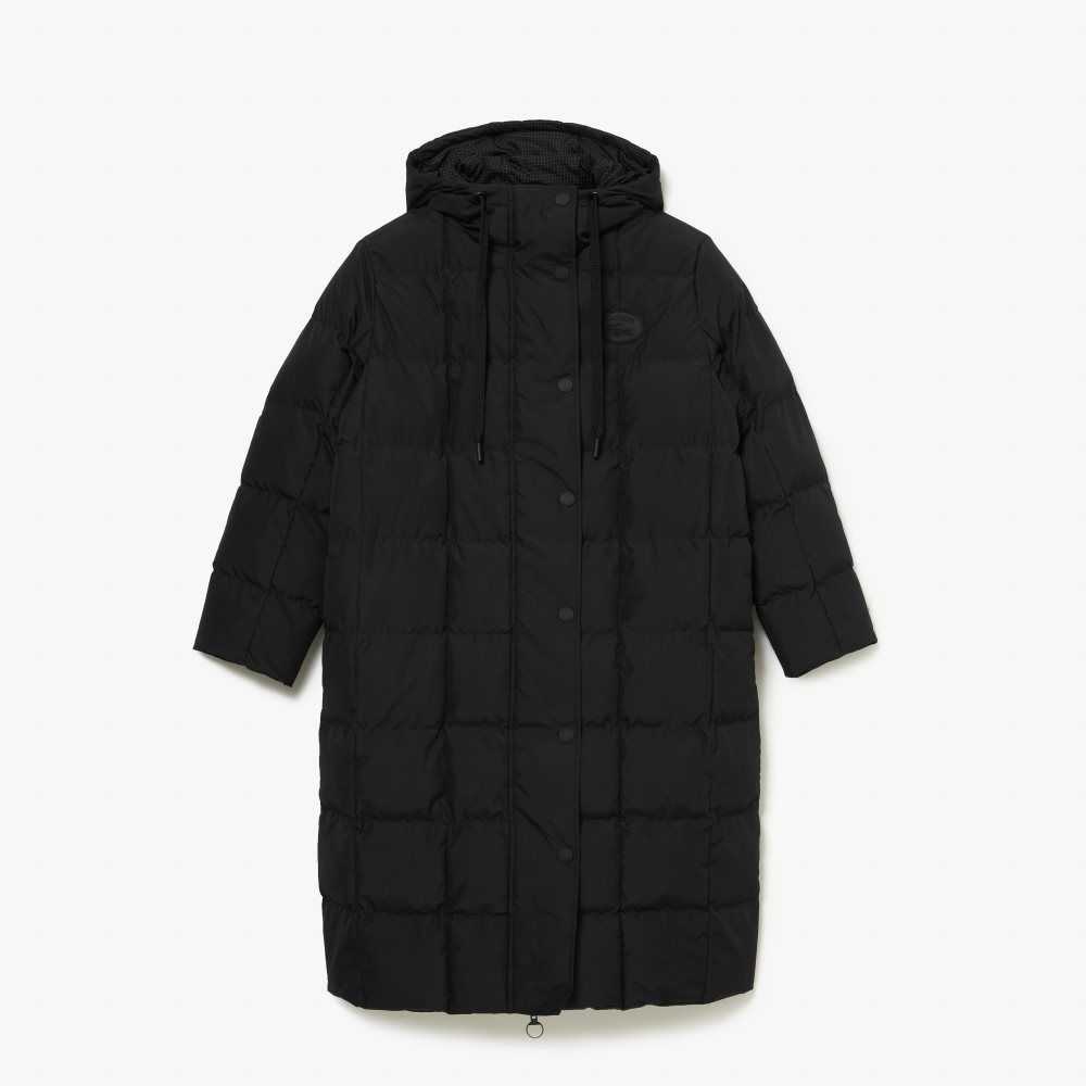 Lacoste Water-Repellent Long Jacket Black | LZT-504632