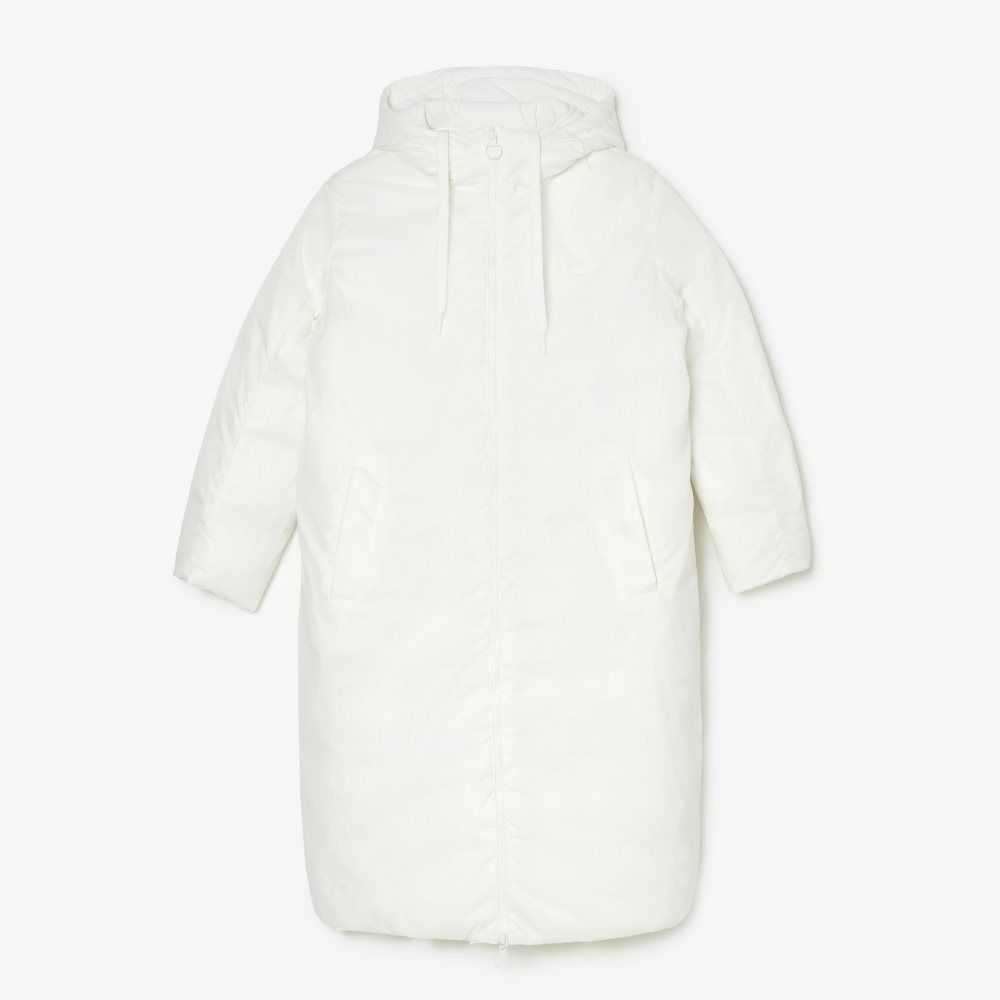 Lacoste Water-Repellent Long Jacket White | SNL-192380