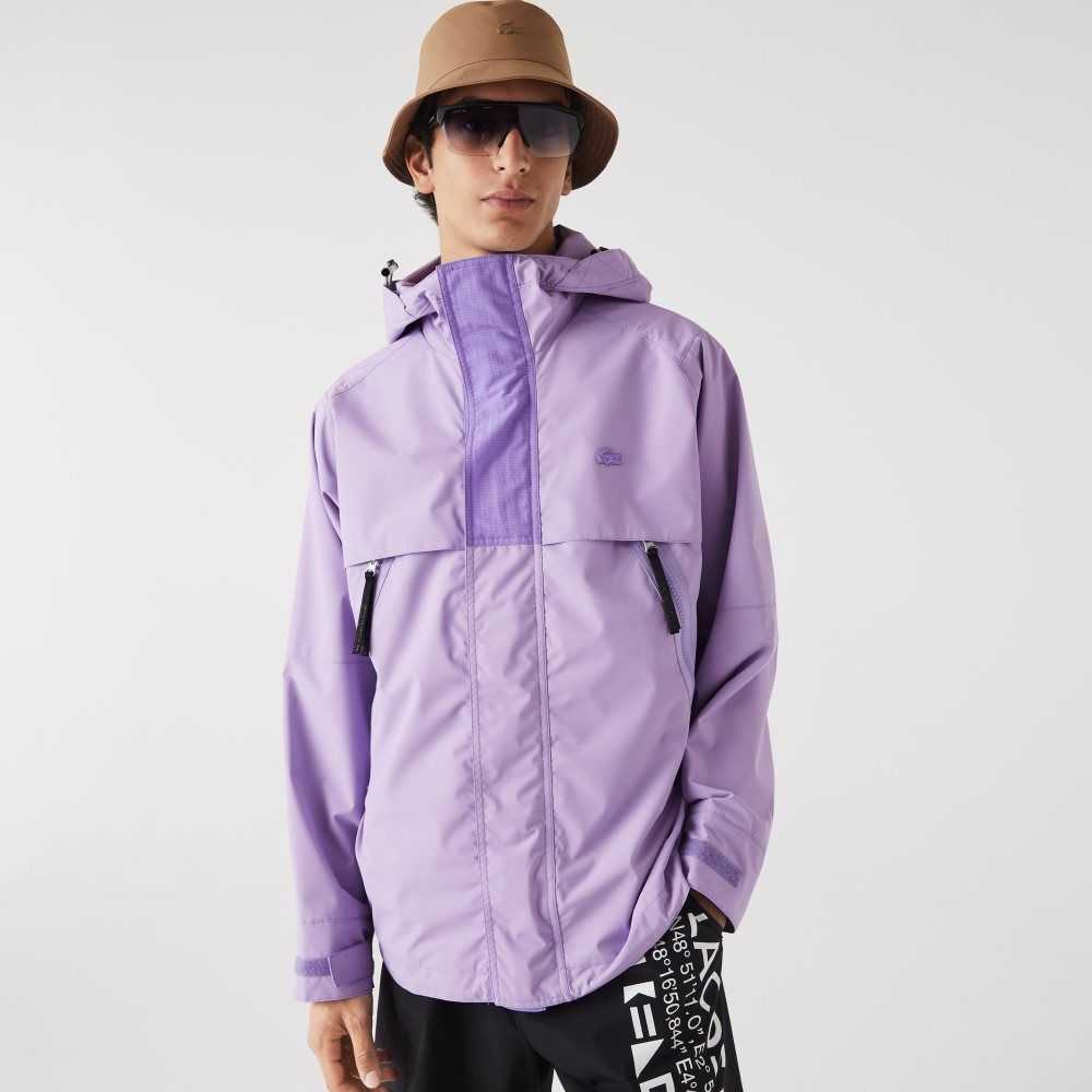 Lacoste Water-Repellent Parka Purple | TPL-902467