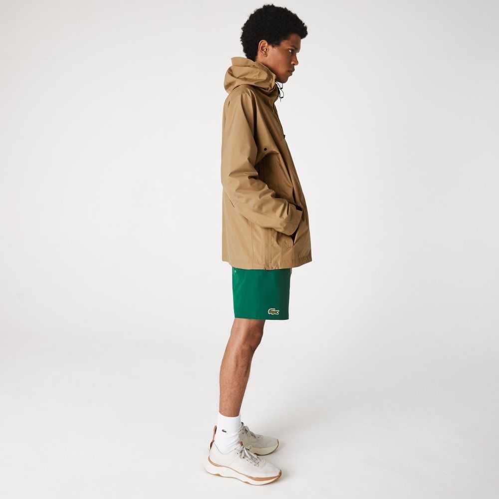 Lacoste Water-Resistant Hooded Windbreaker Beige | PXK-184239