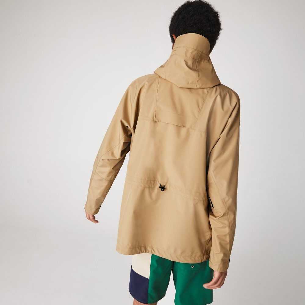 Lacoste Water-Resistant Hooded Windbreaker Beige | PXK-184239