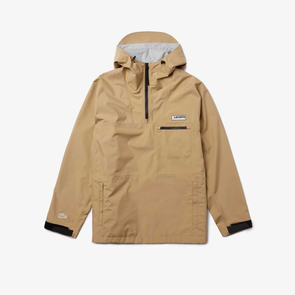 Lacoste Water-Resistant Hooded Windbreaker Beige | PXK-184239