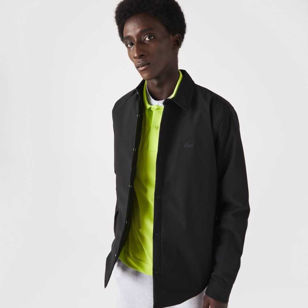 Lacoste Water-Resistant Overshirt Black | MLX-861429