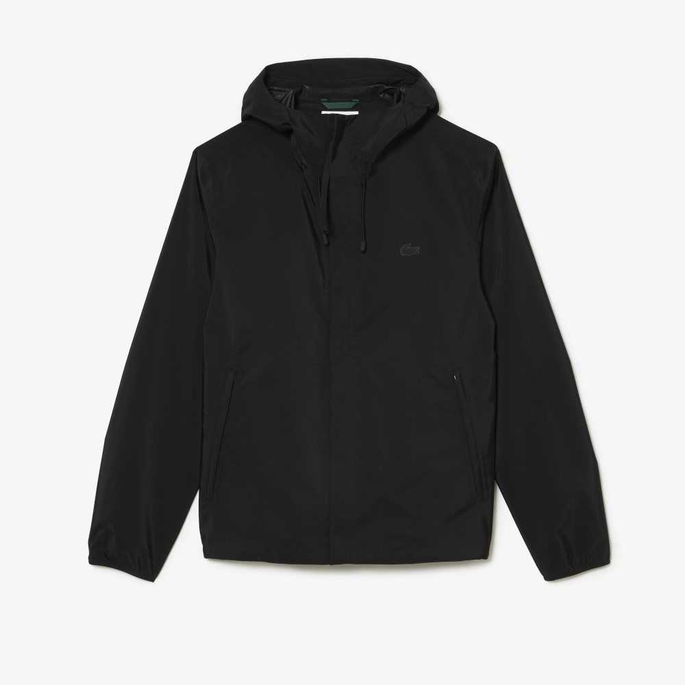 Lacoste Waterproof Short Track Jacket Black | PGX-691403