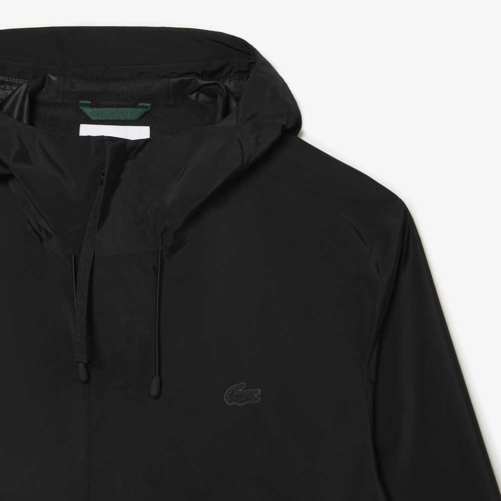 Lacoste Waterproof Short Track Jacket Black | PGX-691403