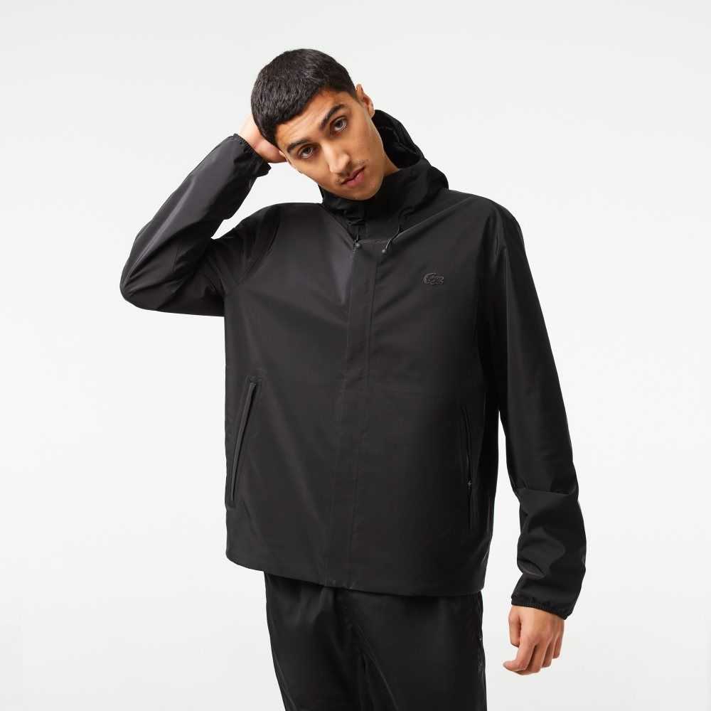 Lacoste Waterproof Short Track Jacket Black | PGX-691403