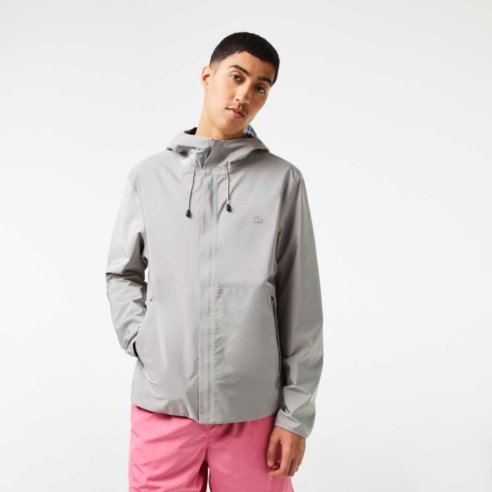 Lacoste Waterproof Short Track Jacket Grey | YBZ-916758