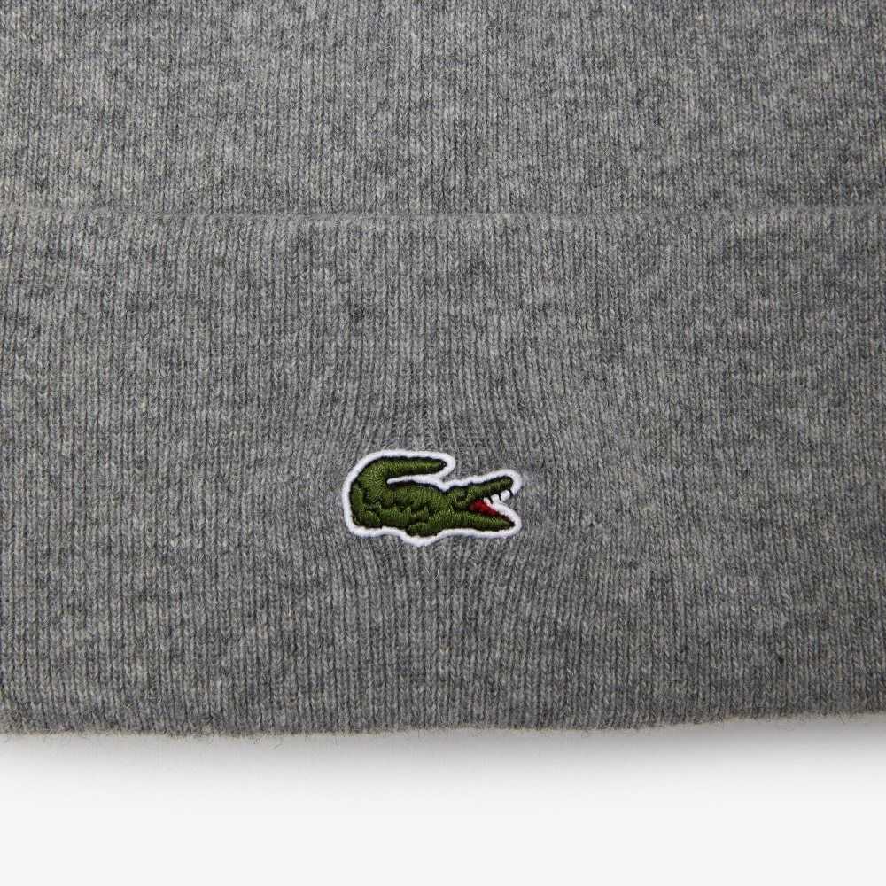 Lacoste Wool Beanie Grey Chine | QXU-867523