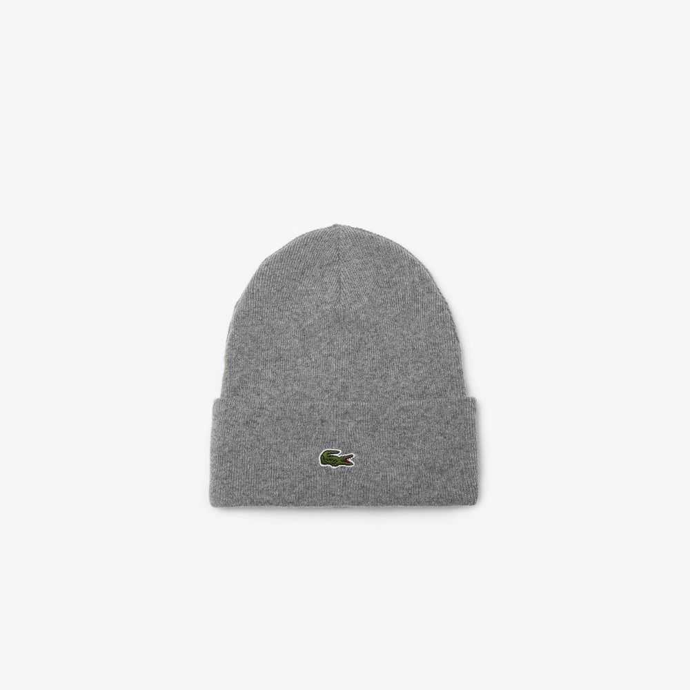 Lacoste Wool Beanie Grey Chine | QXU-867523