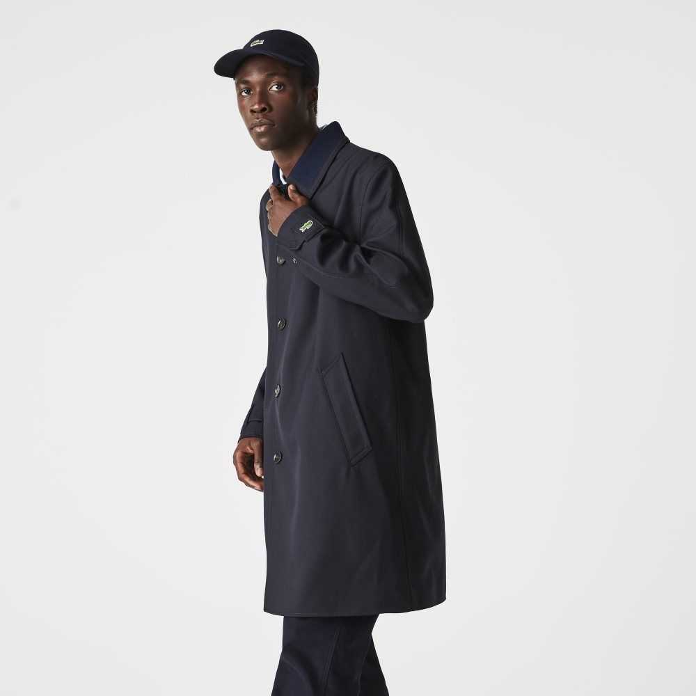 Lacoste Wool Blend Straight Fit Jacket Navy Blue | SDP-259307