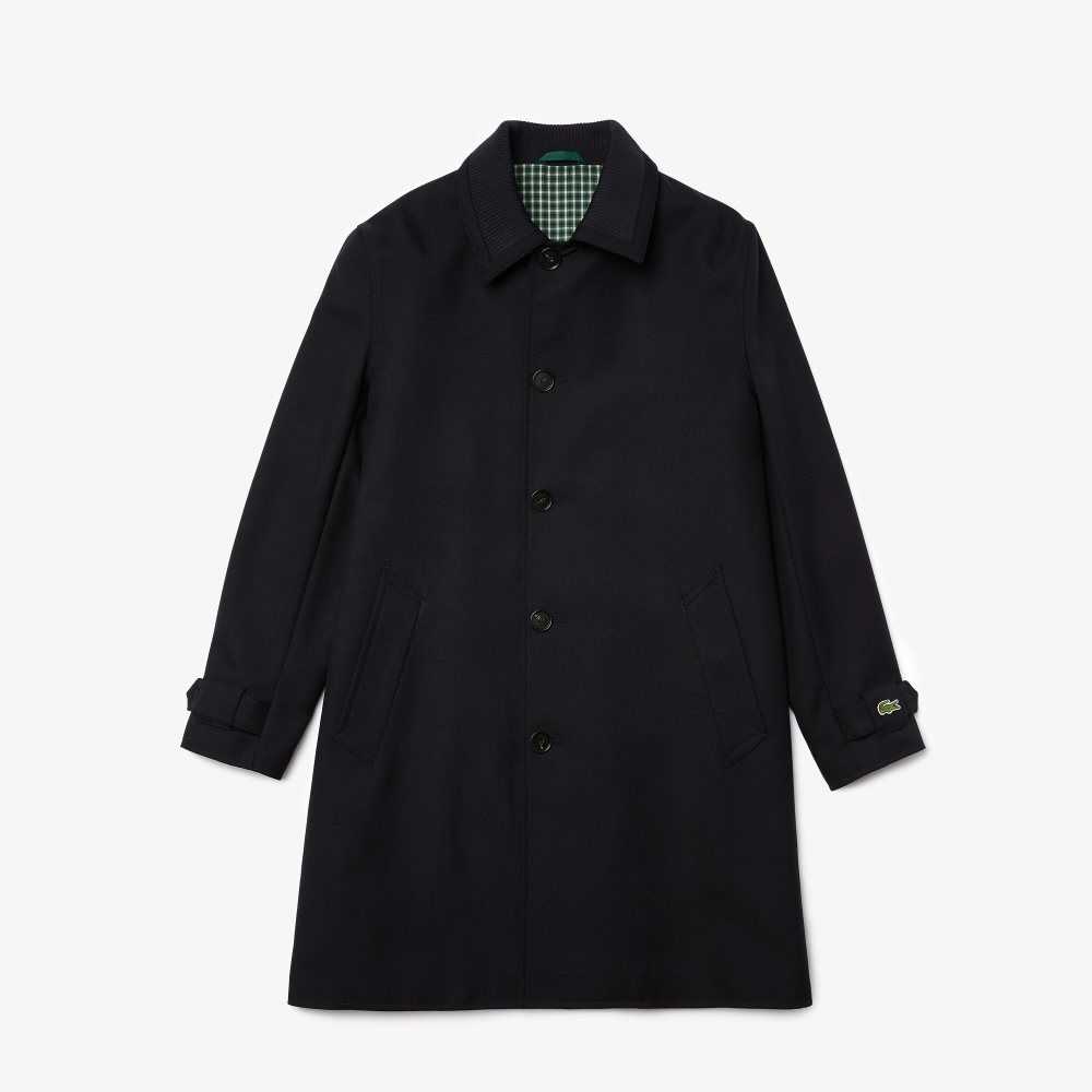 Lacoste Wool Blend Straight Fit Jacket Navy Blue | SDP-259307