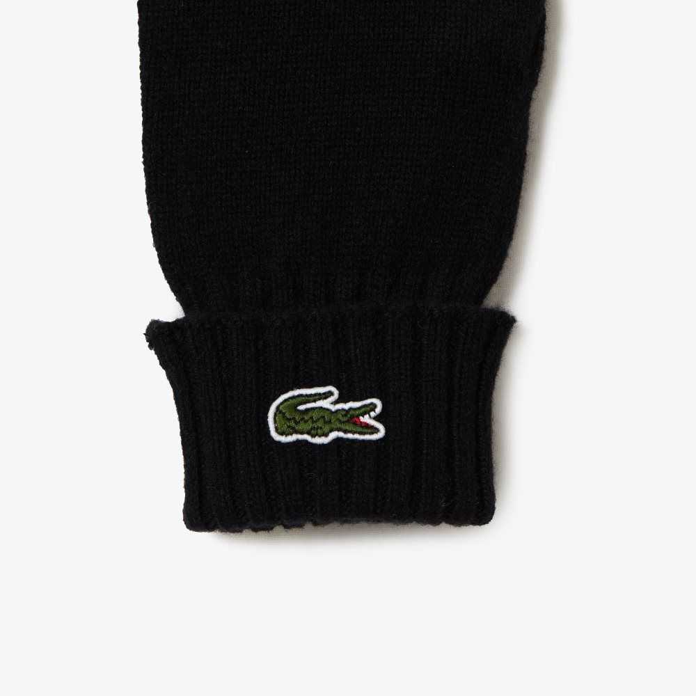 Lacoste Wool Jersey Gloves Black | JUO-437628