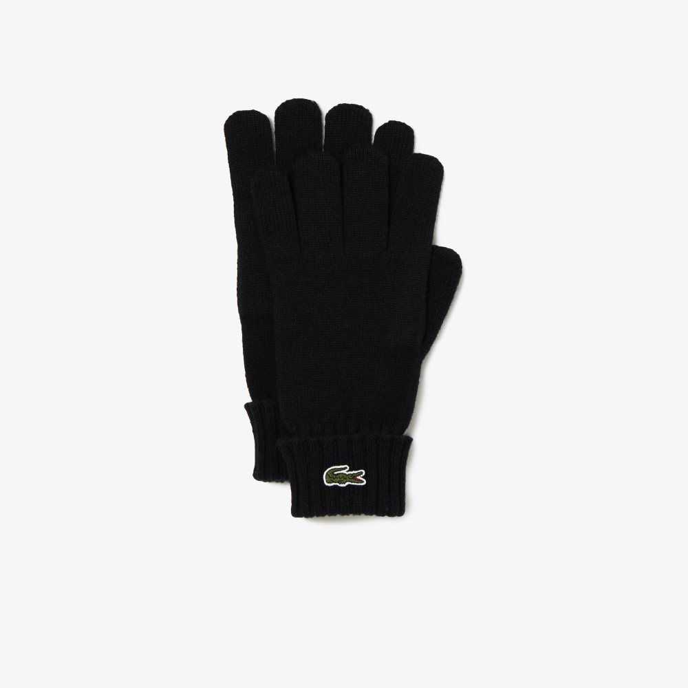 Lacoste Wool Jersey Gloves Black | JUO-437628