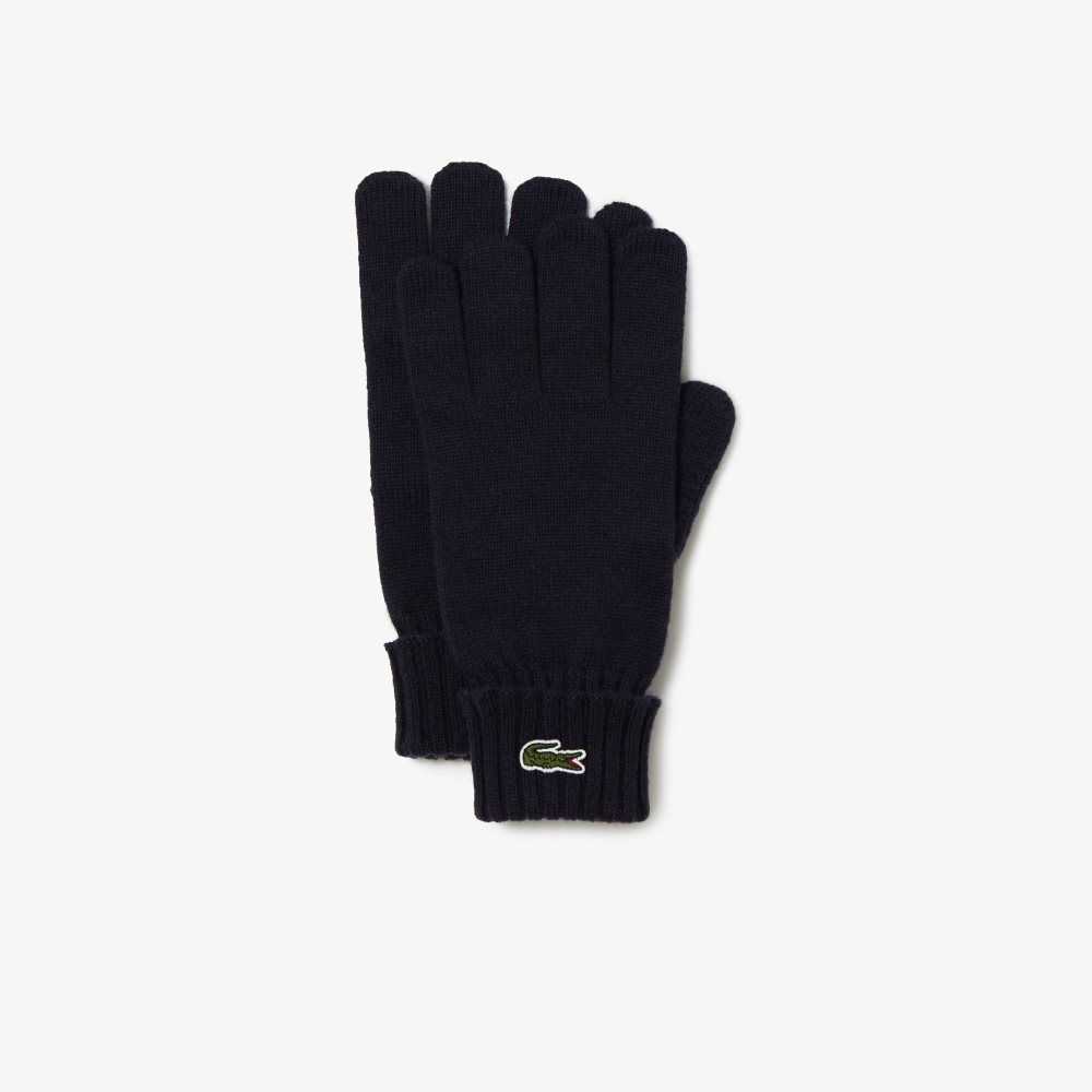 Lacoste Wool Jersey Gloves Navy Blue | KMI-940582