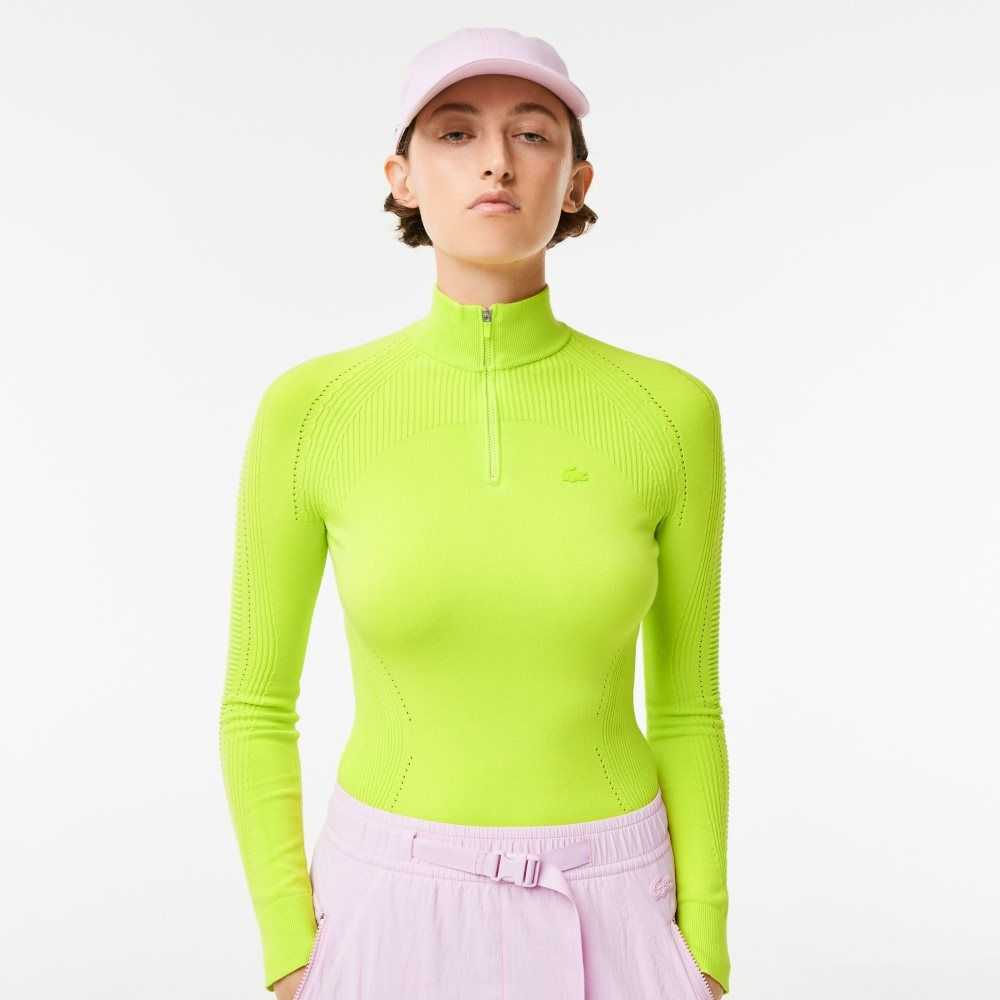 Lacoste Zip Neck Sweater Yellow | BNX-941072