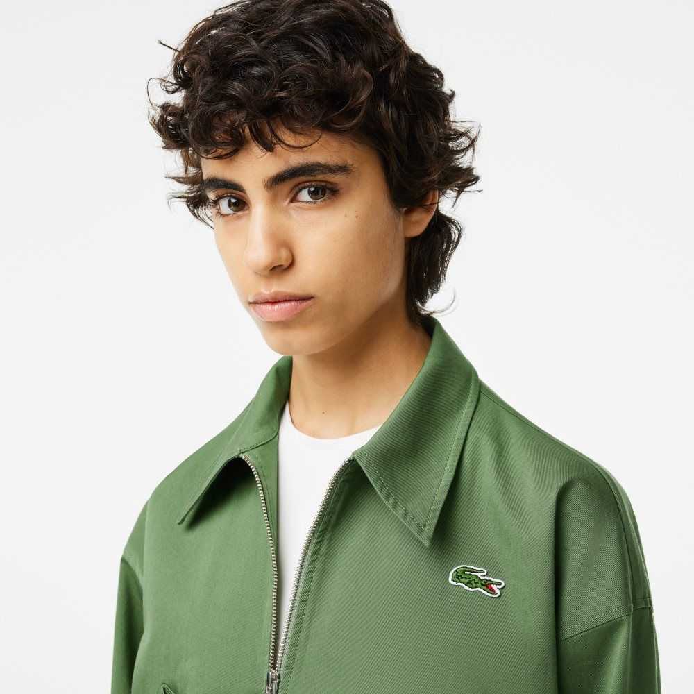 Lacoste Zipped Cotton Harrington Jacket Khaki Green | RVO-427530