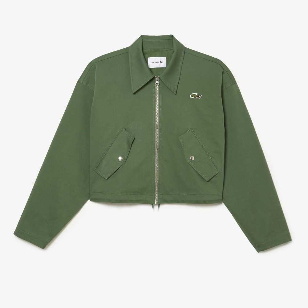 Lacoste Zipped Cotton Harrington Jacket Khaki Green | RVO-427530